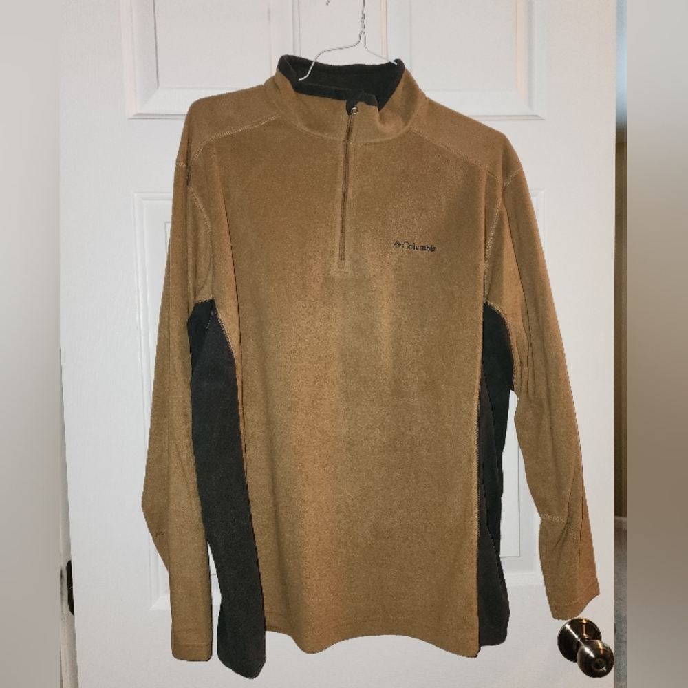 Columbia Men's Tan and Gray Qtr. Zip Pullover